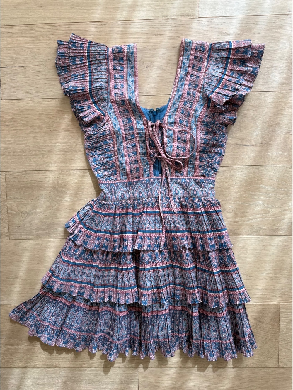 Sea New York Parker Flutter Dress Paisley Ruffle Mini Dress Size 00